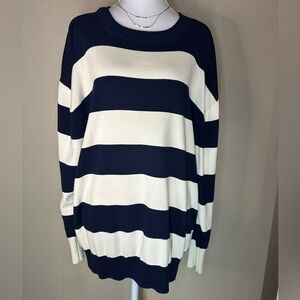 COS Navy & Cream‎ Striped Cotton Sweater XS